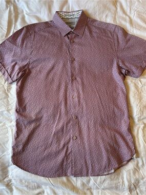 Ted Baker London Short-Sleeve Button-Down Shirt in Mauve Geo Print